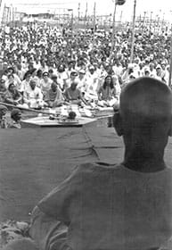Bapuji in front of crowd